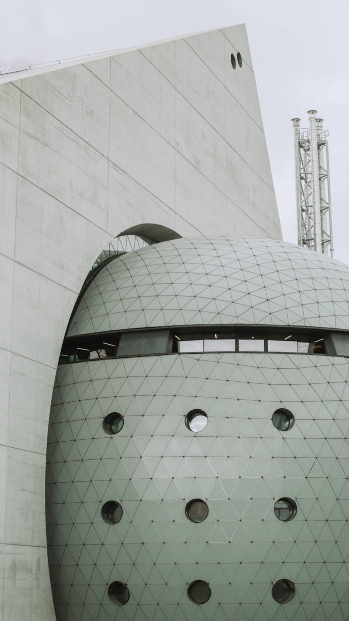 Futuristic architectural structure with geometric design in Ankara, Türkiye. Ideal for urban and travel themes.